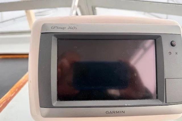 Slide: The Image of Garmin GPSmap 740s on 1978 Dyer 40 Custom Express Cruiser dashboard. - 21