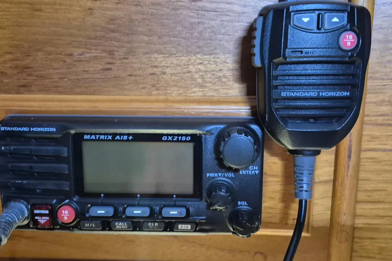 Slide: The Image of Standard Horizon Matrix AIS+ GX2150 radio on 1985 Grand Banks 42 Classic yacht. - 29