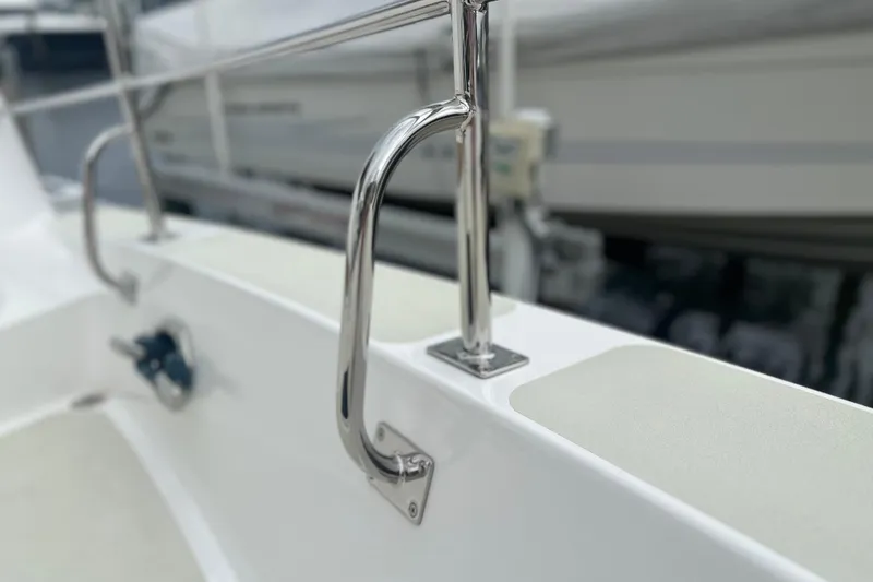 Slide: The Image of Stainless steel railing on 2016 Kadey-Krogen 52 yacht deck. - 87