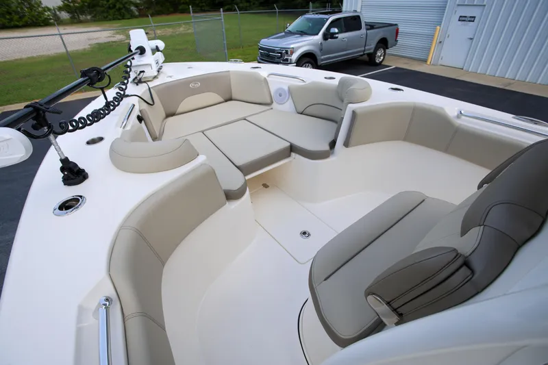 Slide: The Image of 2023 Key West 263 FS boat interior with spacious seating and modern design. - 22
