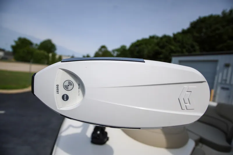 Slide: The Image of 2023 Key West 263 FS boat feature, close-up of a Quest device with pairing option. - 27