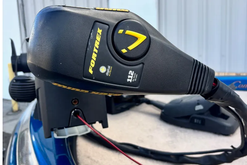 Slide: The Image of Close-up of Fortrex trolling motor on 2005 Ranger 185 VX boat. - 2