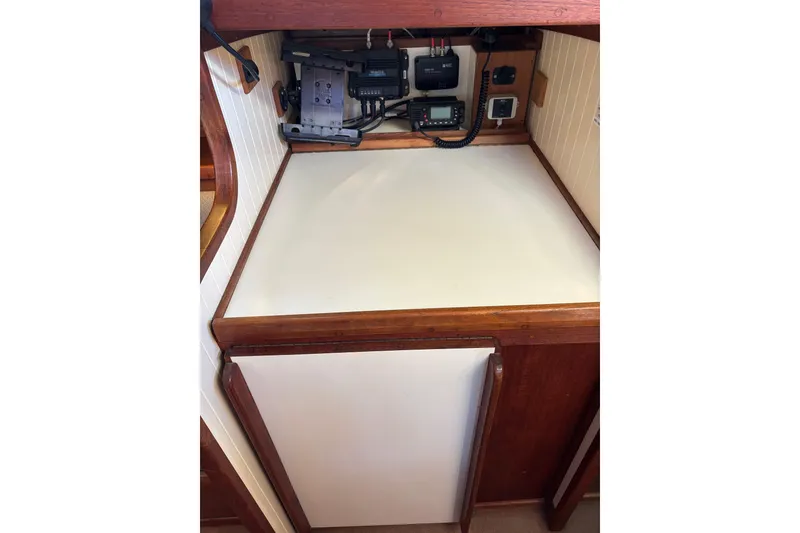 Slide: The Image of Navigation station of 1983 Bristol Channel Cutter 28 with communication equipment. - 72