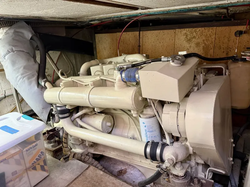 Slide: The Image of Engine room of a 1988 PT 42 Yacht with spare parts. - 40