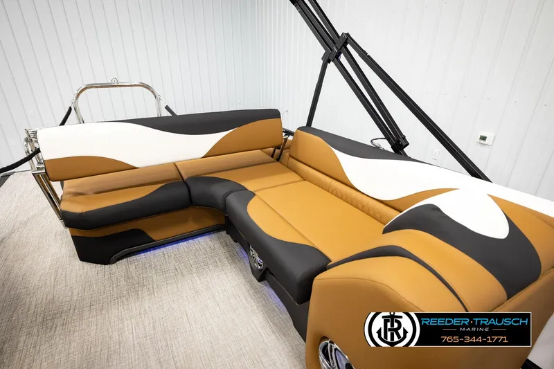 Slide: The Image of Luxurious seating on 2026 Avalon LSZ CRB boat with modern design and premium materials. - 22