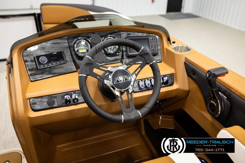 Slide: The Image of 2026 Avalon LSZ CRB boat dashboard with modern steering wheel and controls. - 30