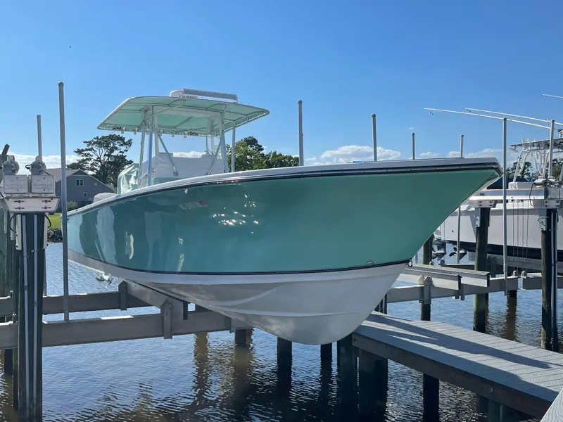 Slide: The Image of SeaCraft 32 boat on a dock, year 2007. - 12