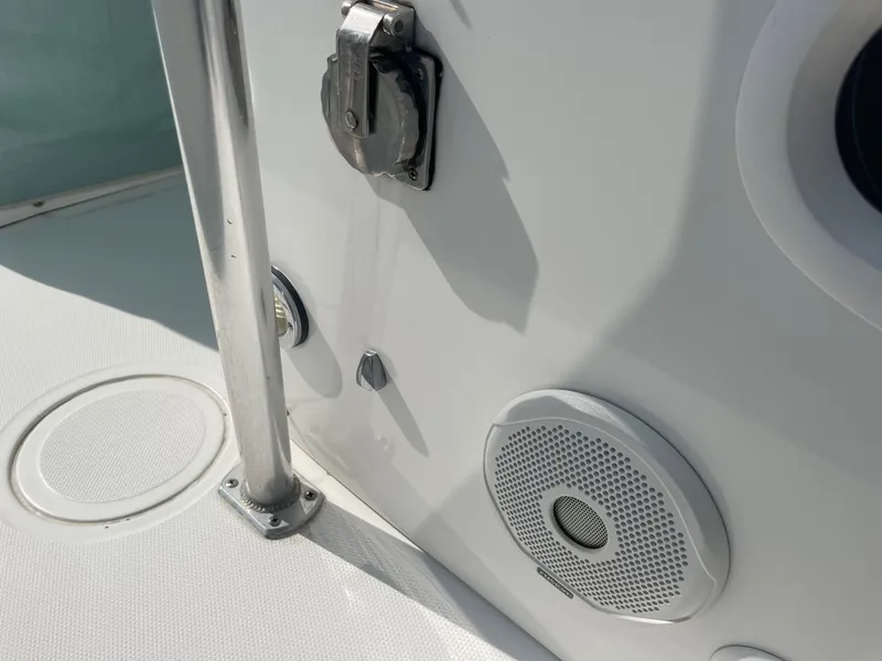 Slide: The Image of Close-up of a 2007 SeaCraft 32 boat deck with speaker. - 28