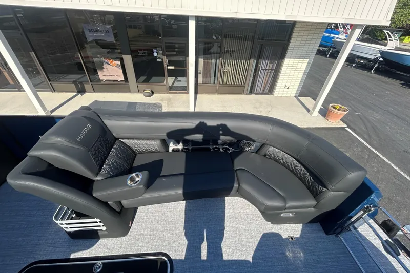 Slide: The Image of Luxurious seating on 2026 Harris Grand Mariner 250 pontoon boat, showcasing sleek design and comfort. - 32