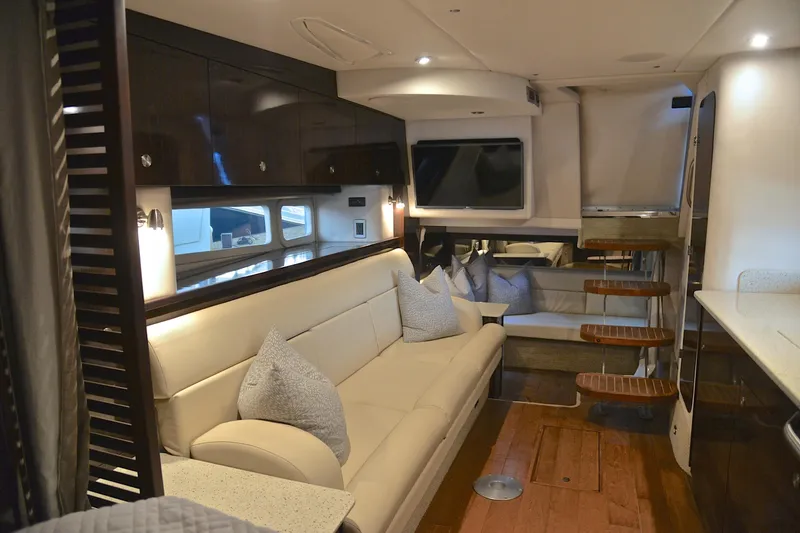 Slide: The Image of Luxurious interior of 2016 Sea Ray Sundancer 370 yacht with elegant seating and modern design. - 36