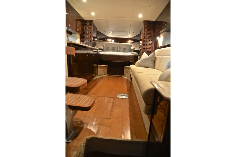 Slide: The Image of Luxurious interior of 2016 Sea Ray Sundancer 370 yacht with elegant wood flooring. - 37