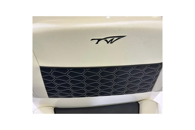 Slide: The Image of 2024 Tidewater 198 CC Adventure boat seat with logo and hexagonal stitching. - 20