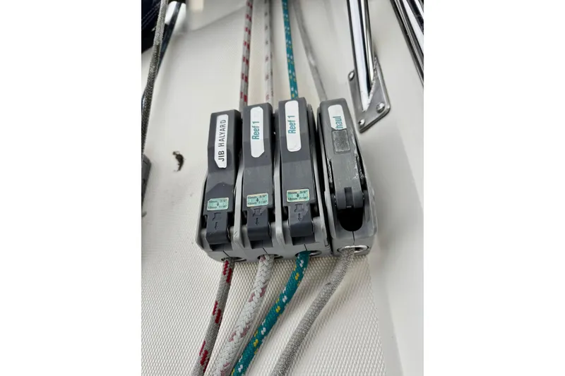 Slide: The Image of Sailing rope clutches on a 2000 Sabre 402 yacht deck. - 19