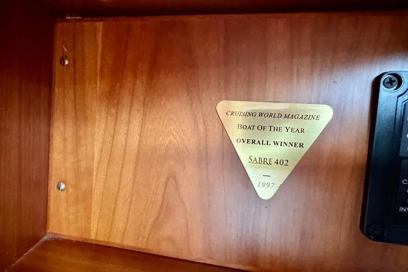 Slide: The Image of Plaque for Sabre 402, 1997 Cruising World Magazine Boat of the Year winner. - 49