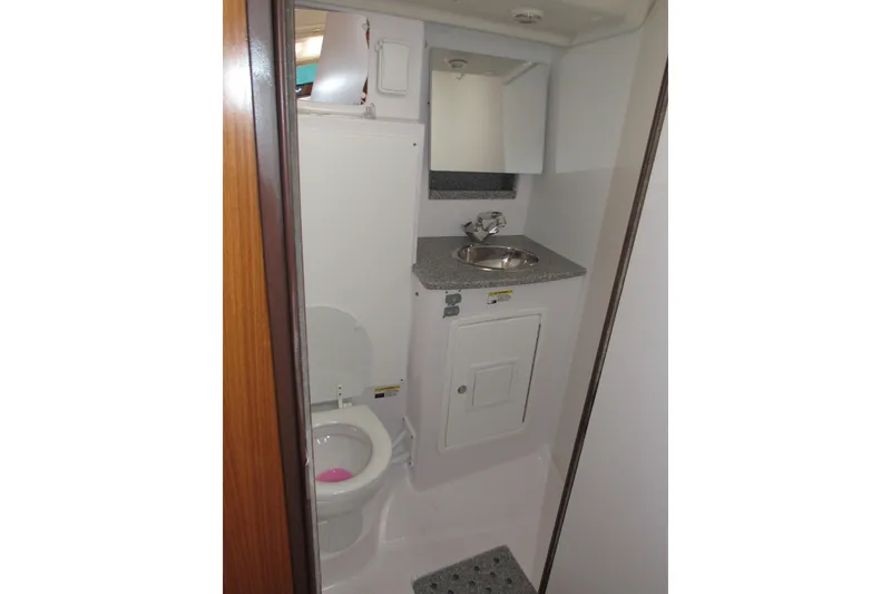 Slide: The Image of Compact bathroom in 2019 Catalina 425 yacht with sink, toilet, and mirror. - 29