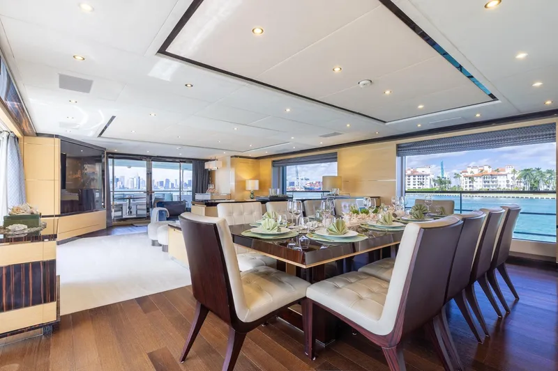 Slide: The Image of Luxurious dining area on 2018 Benetti Fast 125 yacht with ocean views. - 15