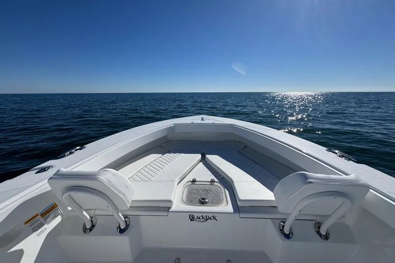 Slide: The Image of 2026 BlackJack 256 Coastal boat on open sea under clear blue sky. - 14