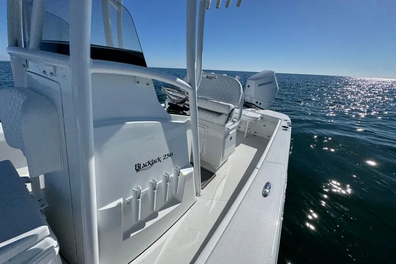 Slide: The Image of 2026 BlackJack 256 Coastal boat on open water, featuring sleek design and modern amenities. - 18