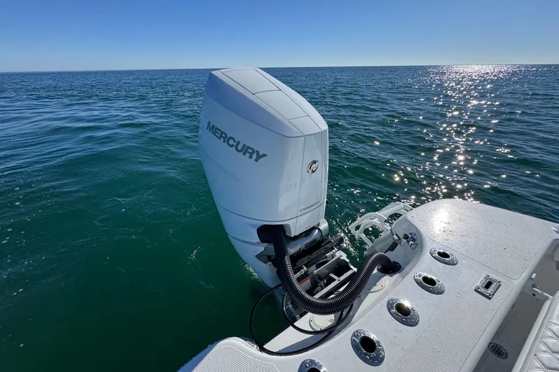Slide: The Image of 2026 BlackJack 256 Coastal boat with Mercury outboard engine on open water. - 36