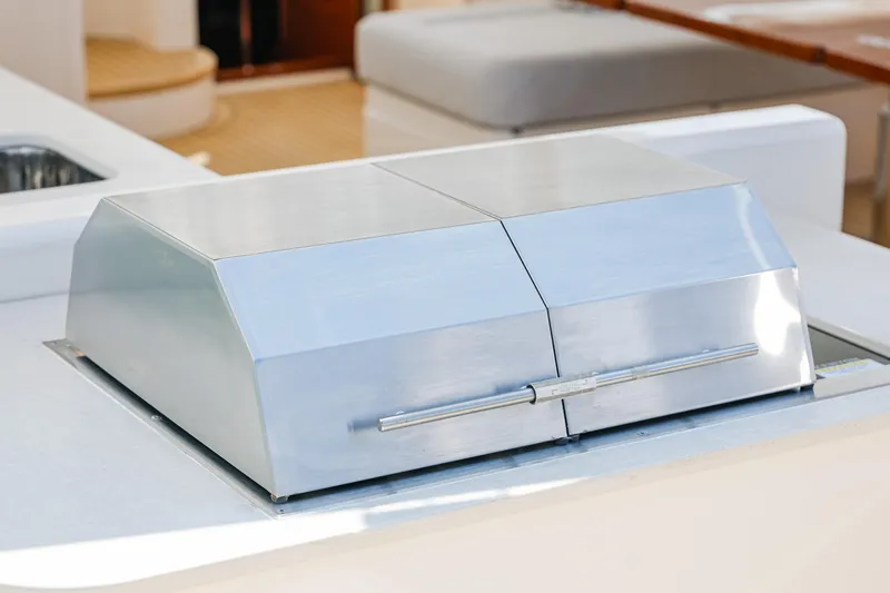 Slide: The Image of Stainless steel grill on 2027 Fleming 85 Pilothouse yacht deck. - 68