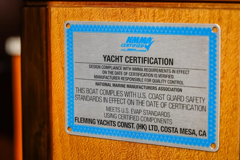 Slide: The Image of Yacht certification plaque for 2027 Fleming 85 Pilothouse, NMMA certified, Costa Mesa, CA. - 78
