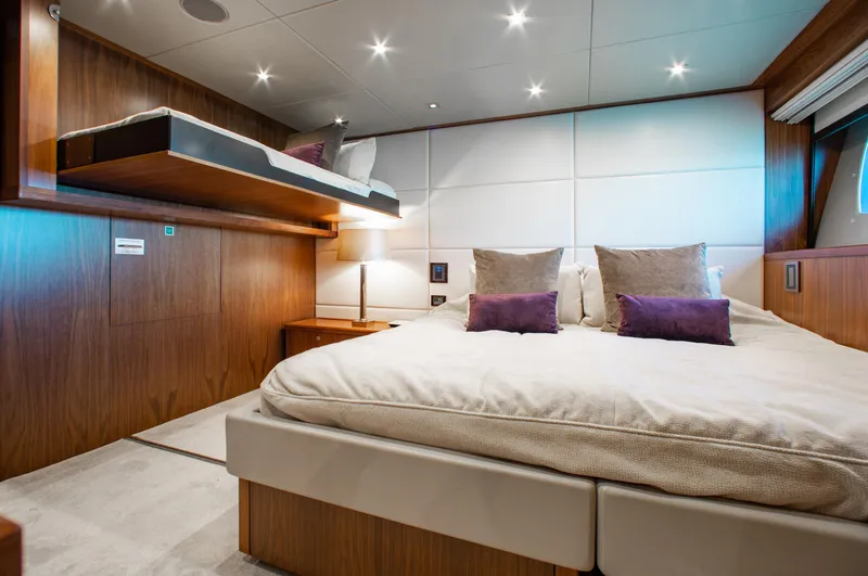 Slide: The Image of Luxurious bathroom in 2014 Sunseeker 131 yacht with dual sinks and glass shower. - 23