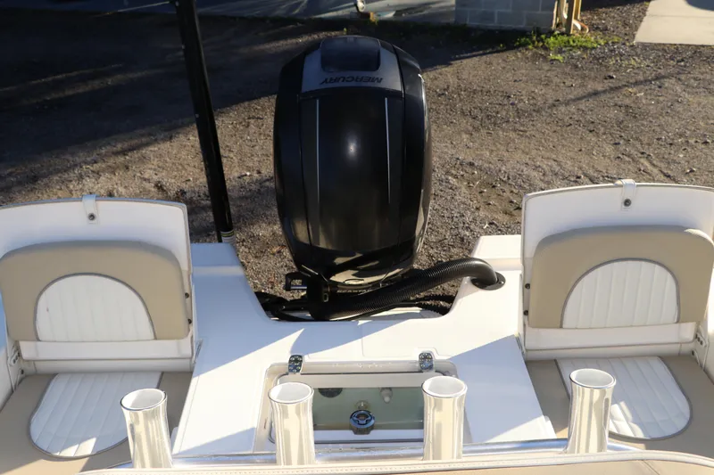 Slide: The Image of 2016 Sea Born FX21 Bay boat with Mercury outboard engine, rear seating view. - 6