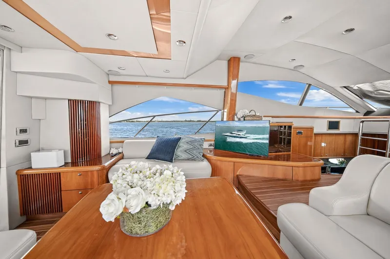 Slide: The Image of Luxurious interior of 2006 Sunseeker Manhattan 50 yacht with elegant wood finishes. - 10