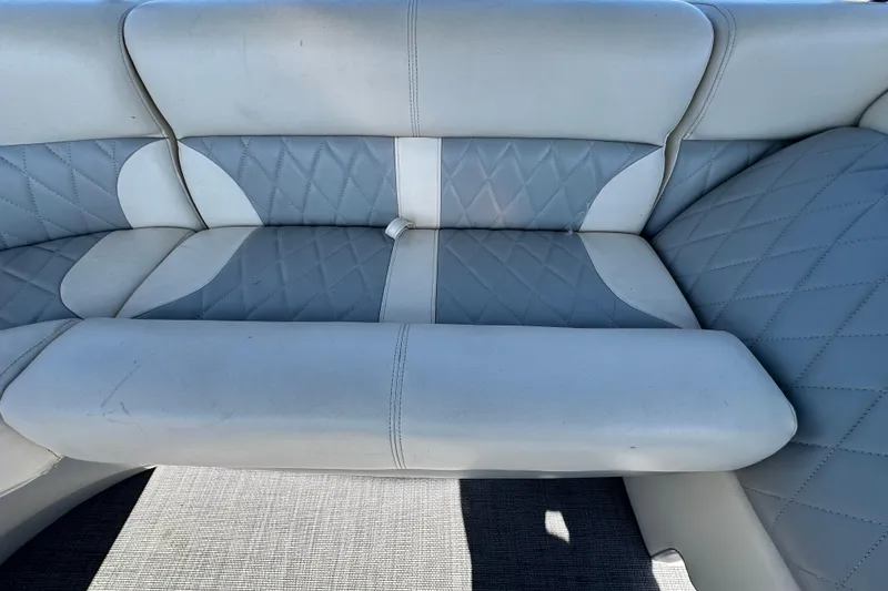 Slide: The Image of 2023 Lexington 321 CRUISE boat seat with quilted gray and white upholstery. - 50