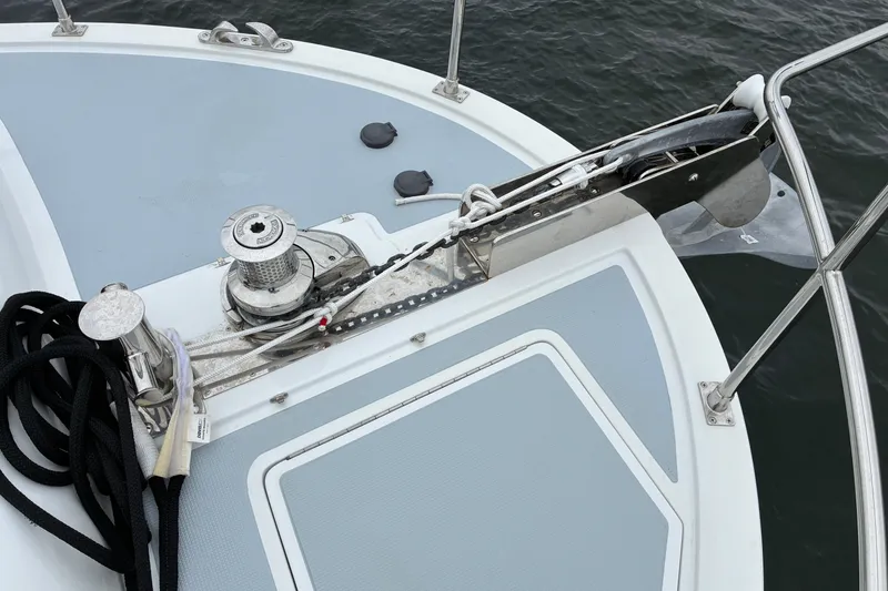 Slide: The Image of 2024 Helmsman Trawlers 43E PILOTHOUSE with anchor and windlass. - 54