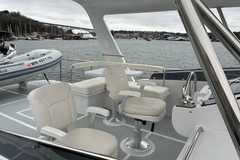 Slide: The Image of 2024 Helmsman Trawlers 43E PILOTHOUSE center line helm. - 66