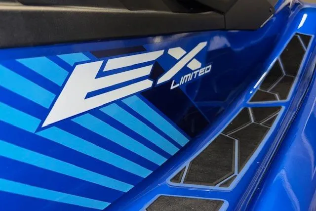 Slide: The Image of 2023 Yamaha WaveRunner EX Limited, blue design detail with bold graphics. - 19