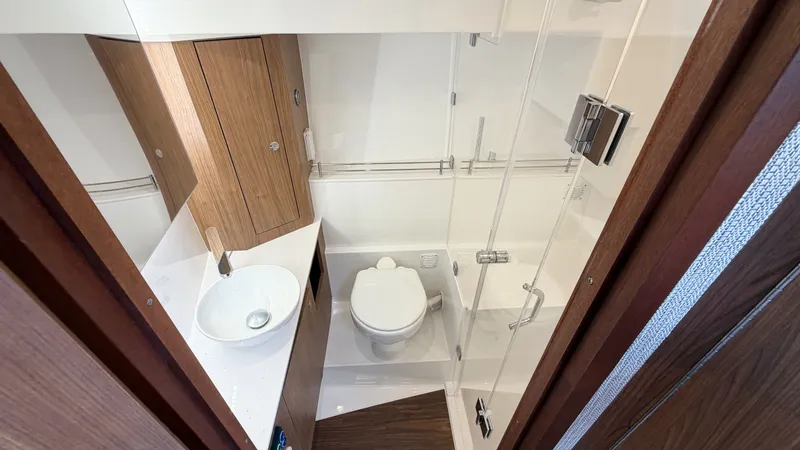 Slide: The Image of Intrepid 35 VALOR 2026 bathroom with sink, toilet, and shower. - 37