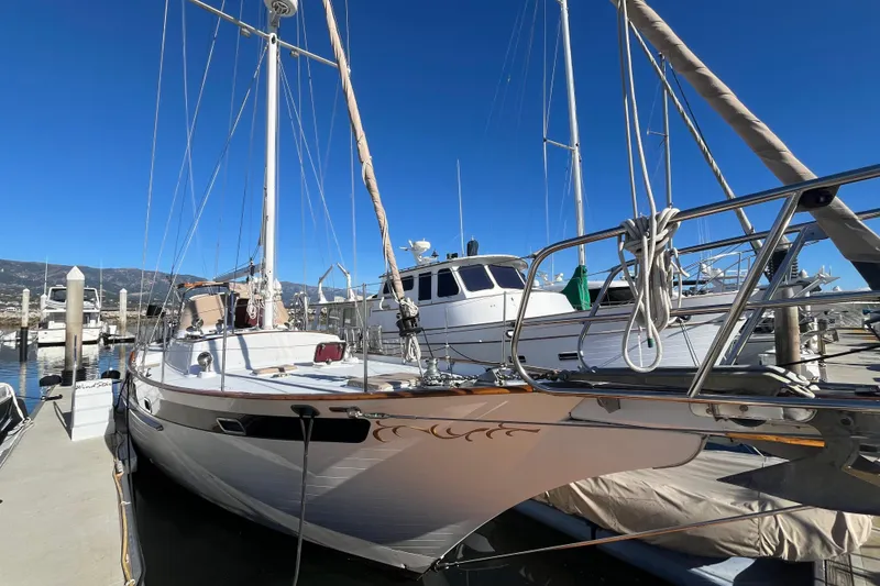 Slide: The Image of Sailboat Liberty 49, 1986 model, sailing near Santa Barbara Yacht Club, August 2023. - 1