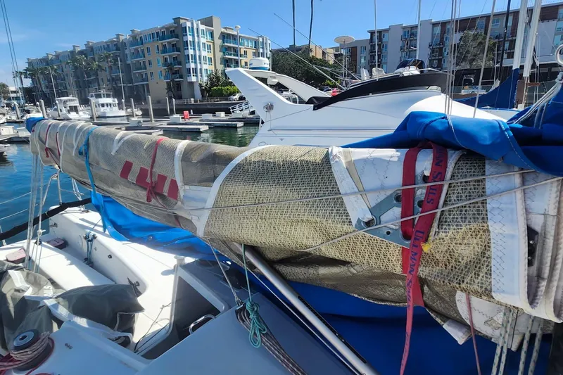 Slide: The Image of Sailboat mast on a Flying Tiger FT-10M, docked in a marina, 2007 model. - 42
