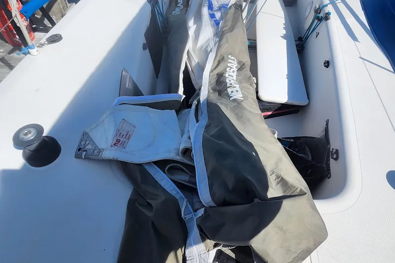 Slide: The Image of Sailboat deck with sails and equipment, Flying Tiger FT-10M, 2007 model. - 45