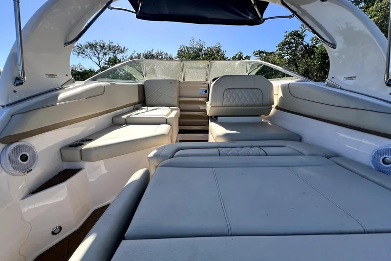 Slide: The Image of Luxurious interior of 2021 Regal 26 XO boat with spacious seating and elegant design. - 22