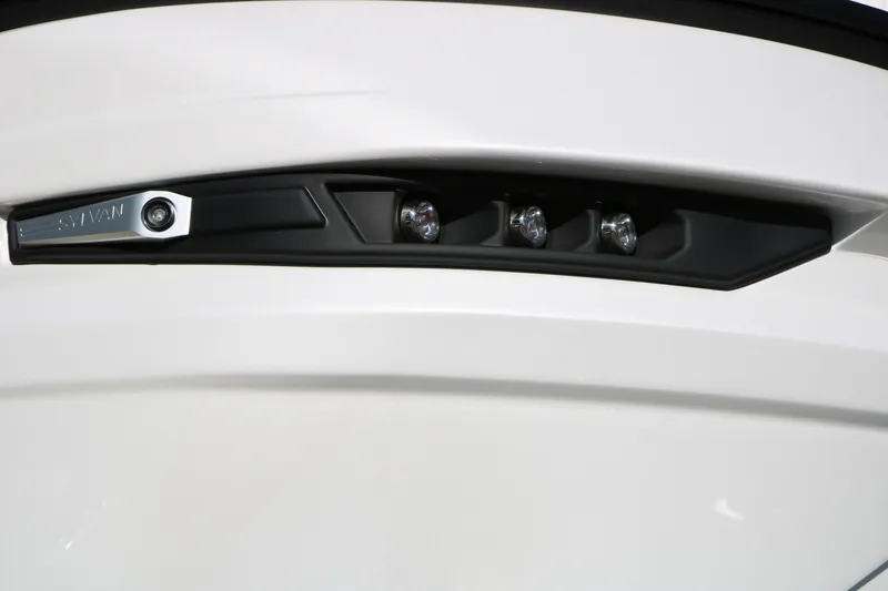 Slide: The Image of Close-up of 2026 Sylvan G5 LZ DH Platinum Edition Tri-Toon boat detail. - 13