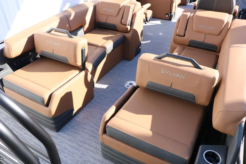 Slide: The Image of Luxurious seating on 2026 Sylvan G5 LZ DH Platinum Edition Tri-Toon boat. - 27