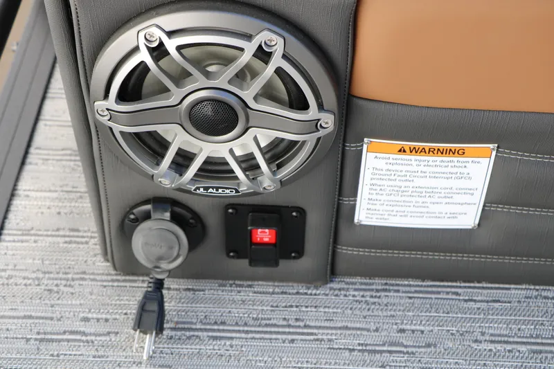 Slide: The Image of Speaker and warning label on 2026 Sylvan G5 LZ DH Platinum Edition Tri-Toon. - 45