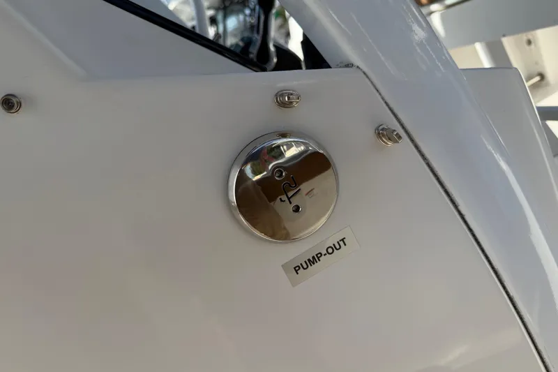 Slide: The Image of 2023 Sea Pro 239 Deep V CC boat pump-out valve detail. - 22