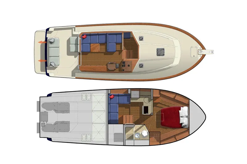 Slide: The Image of Manufacturer Provided Image: Top-down view of 2026 Sabre 38 Salon Express yacht layout, showcasing interior and deck design. - 9