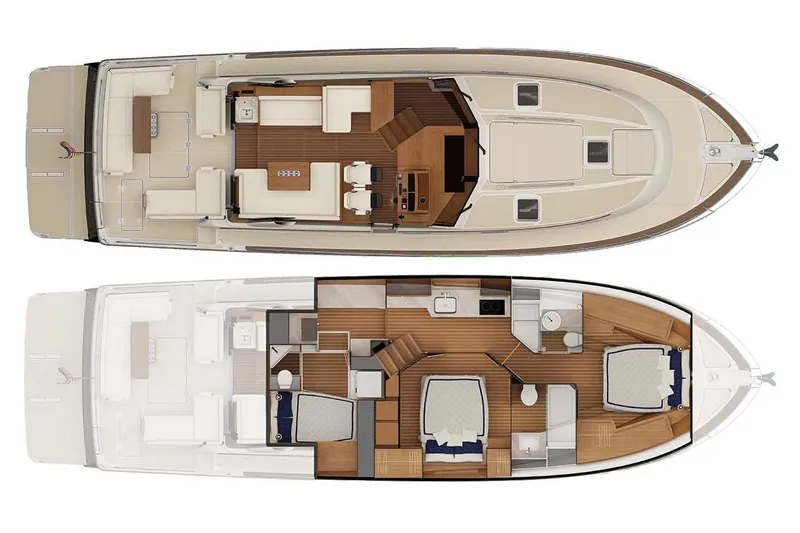 Slide: The Image of Manufacturer Provided Image: Top-down view of 2026 Sabre 51 Salon Express yacht interior layout. - 9