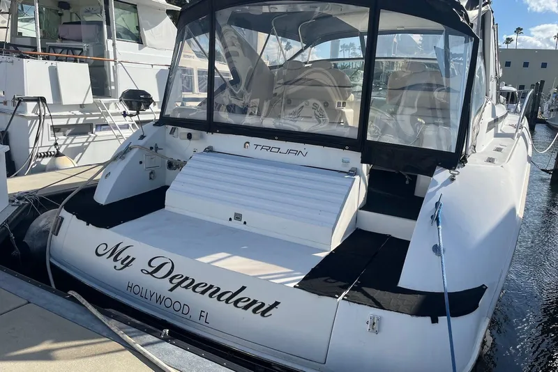 Slide: The Image of 1996 Trojan 440 Express Yacht named "My Dependent" docked in Hollywood, FL. - 2