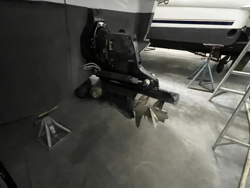 Slide: The Image of Crownline 350 CR 2011 boat drive in a workshop. - 44