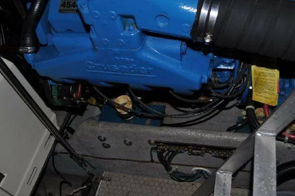 Slide: The Image of Engine room of a 1993 Silverton 37 Convertible boat. - 23