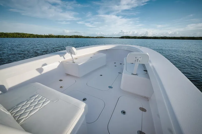 Slide: The Image of 2024 Birdsall 30 boat with spacious deck on calm water. - 9