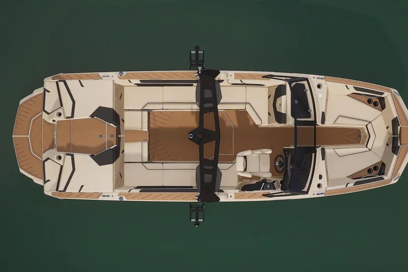 Slide: The Image of 2026 Nautique Super Air Nautique GS24 boat interior with modern dashboard and seating. - 4