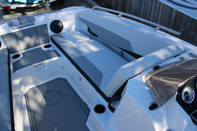 Slide: The Image of 2026 Starcraft SV 18 OB boat interior with sleek seating and modern design. - 21