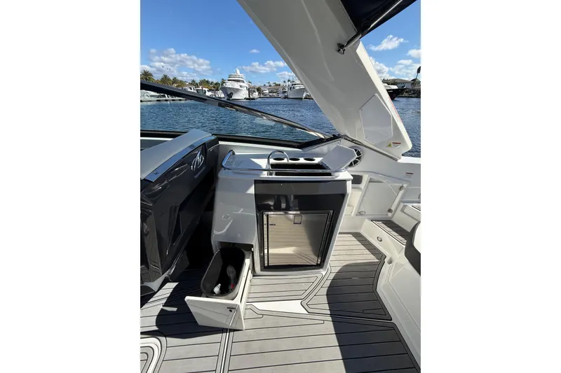 Slide: The Image of 2017 Monterey 298SS Super Sport boat interior with sleek design and modern amenities. - 25